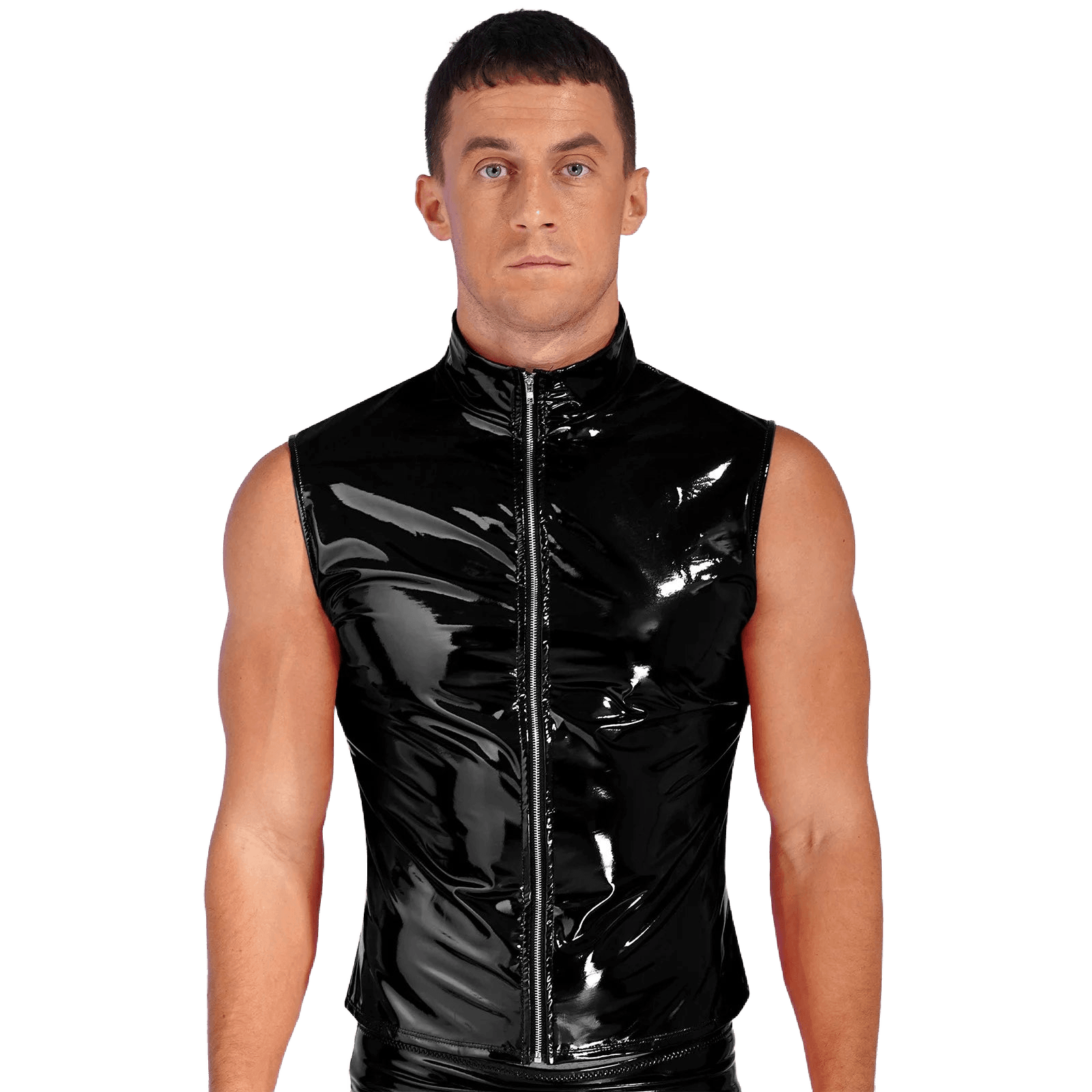 Men's Glossy Patent Leather Vest Top