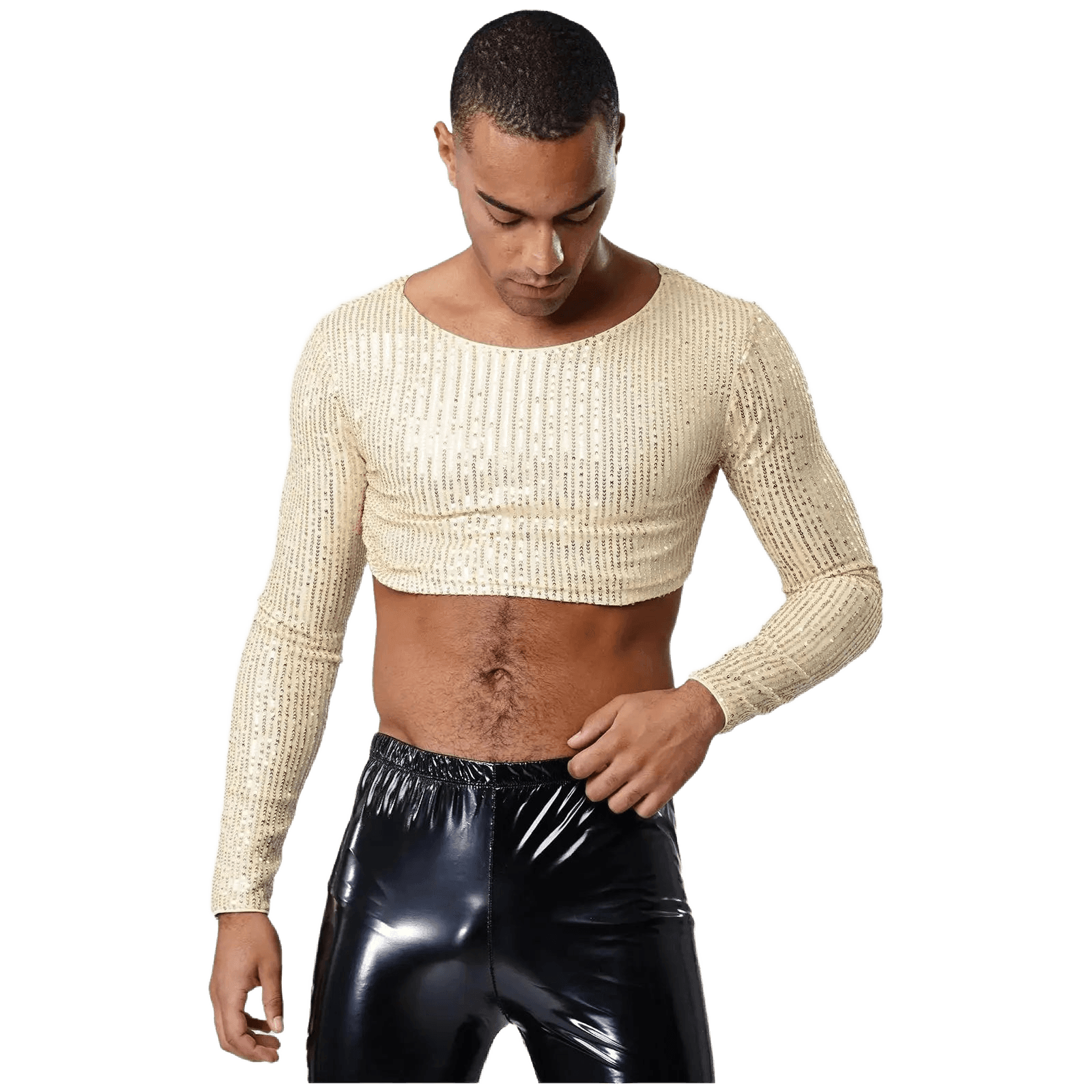 Men's Glitter Sequin Crop Top