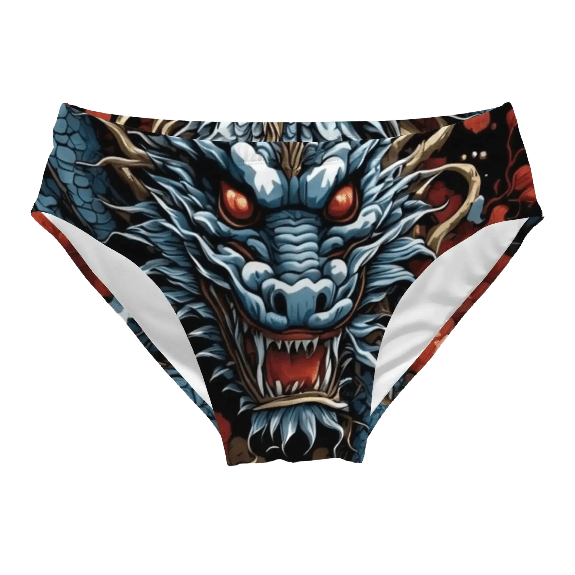 Dragon Print Triangle Swim Trunks