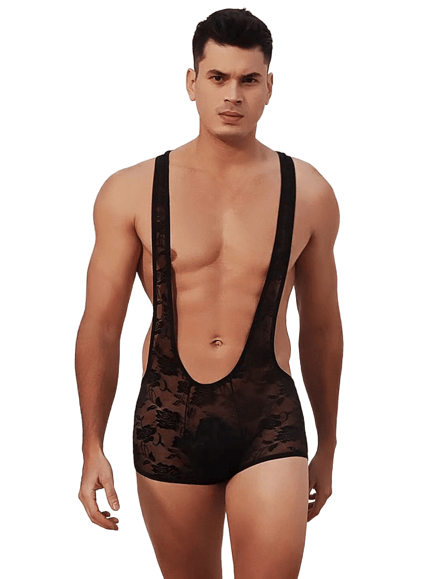 Sexy Men's Lace Bodysuit Jumpsuit
