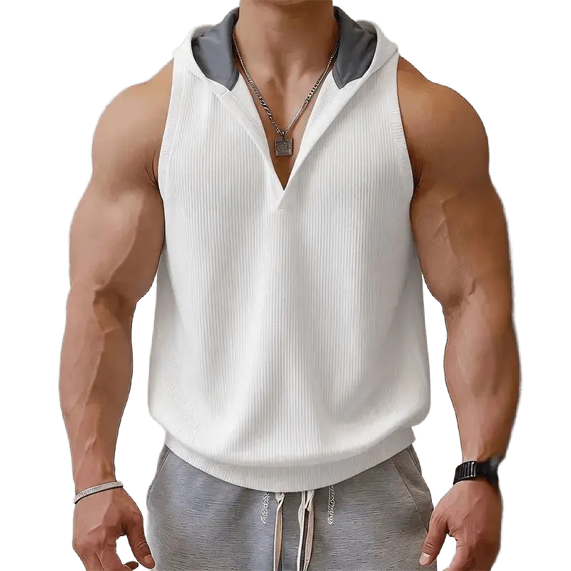 Patchwork Hooded Tank Top