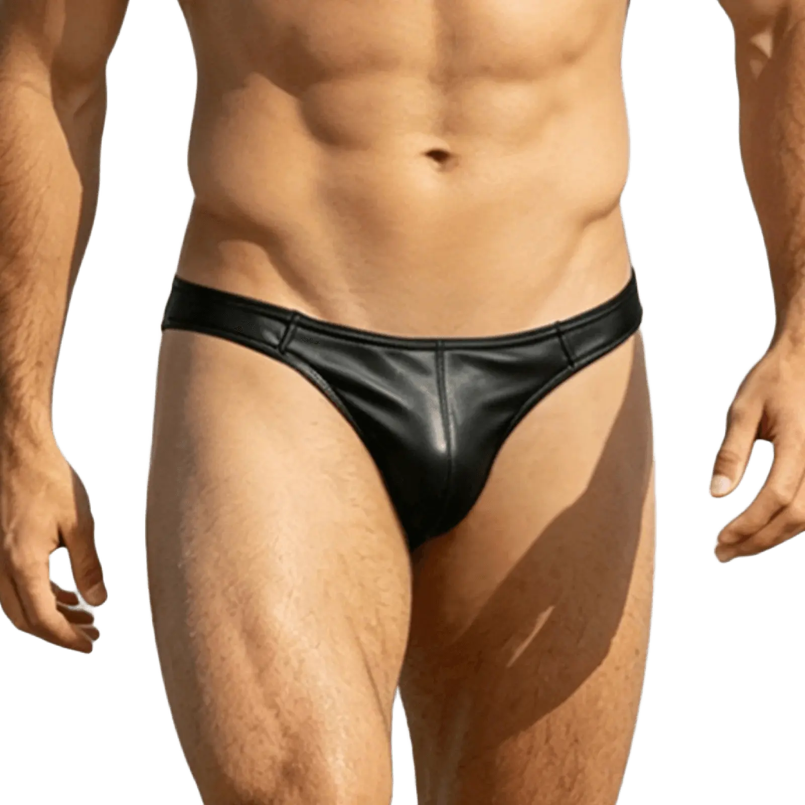 Faux Leather Swim Thong