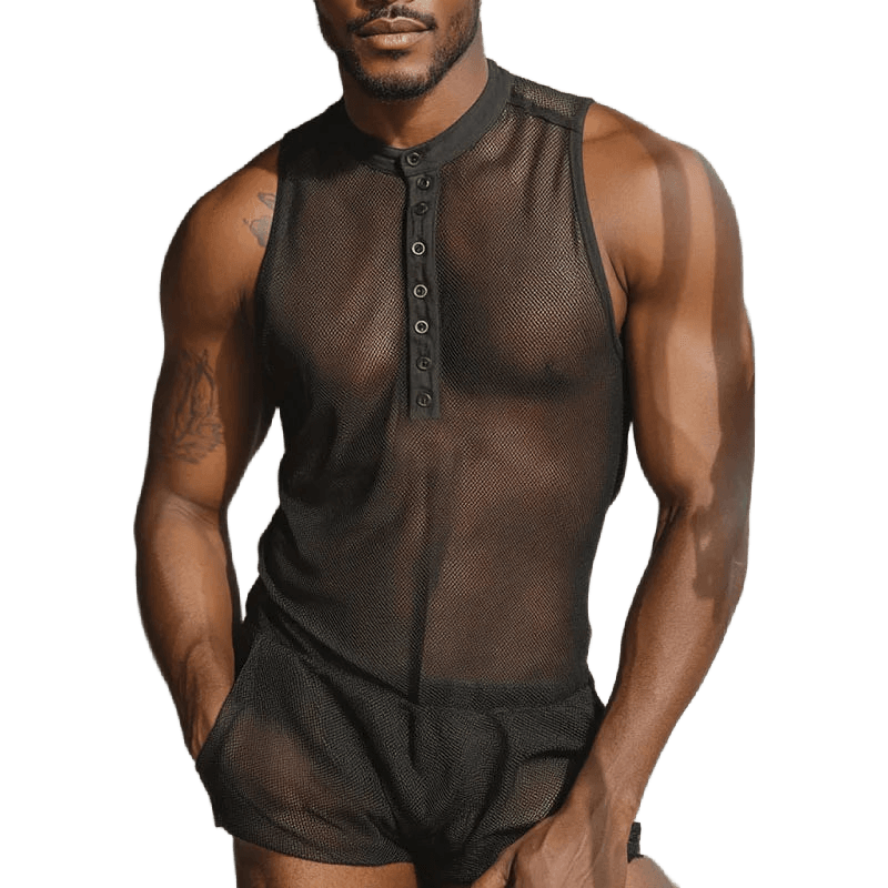 Men's Sexy Mesh Bodysuit Romper