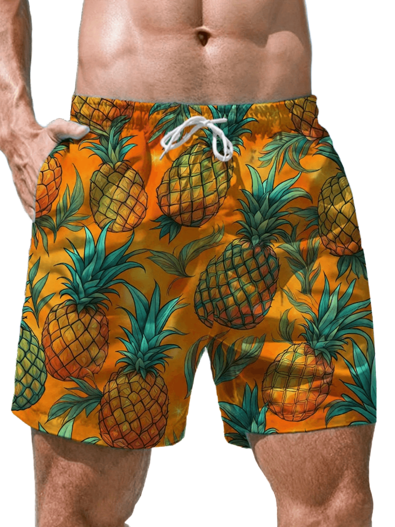 Tropical Pineapple Quick-Dry Swim Shorts