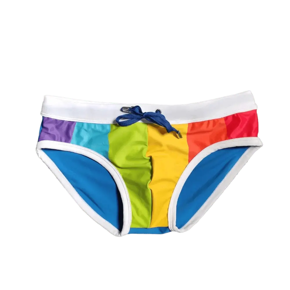 Rainbow Stripe Push-Up Swim Briefs