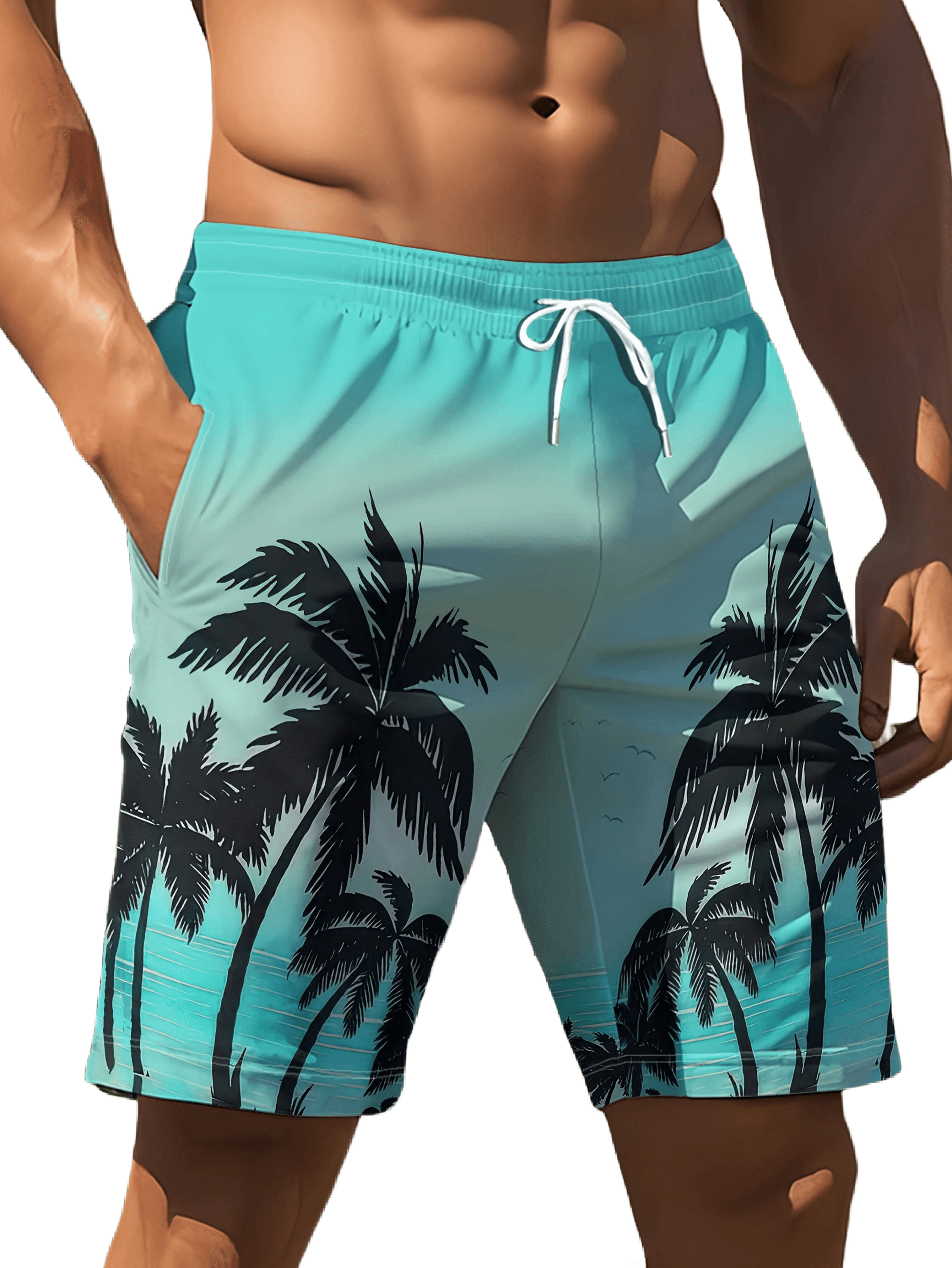 3D Palm-Print Quick-Dry Surf Shorts