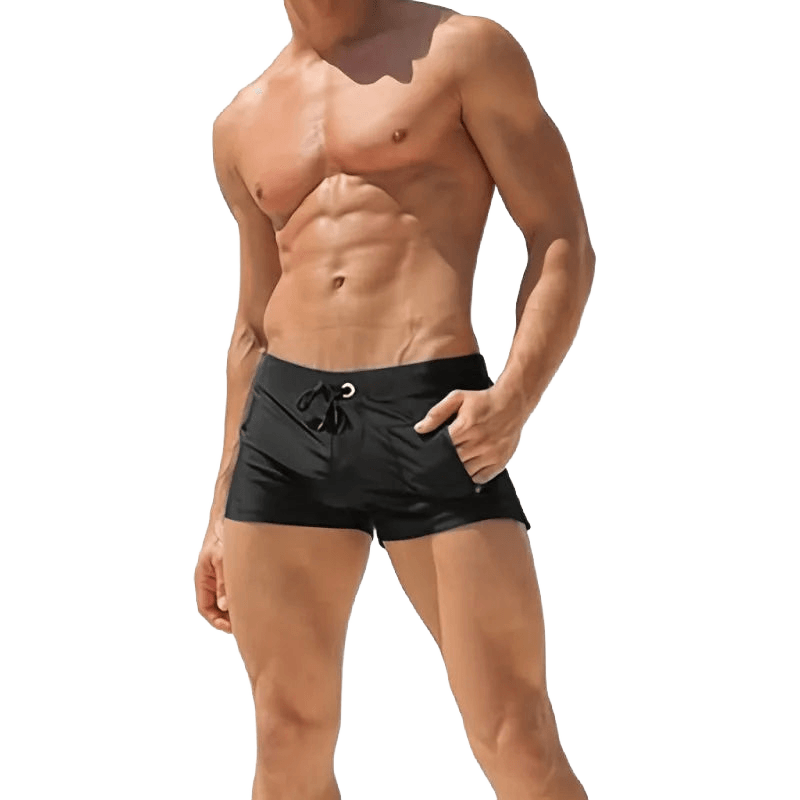 Stretchy Quick-Dry Zip Swim Trunks