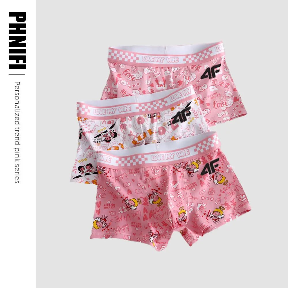 Fashion Brand Cotton Panties Printed Sports Boxer Breathable Summer Sexy Underwear Mid - Waist Boyshort Female Student Pants - WOWihte