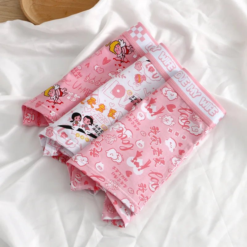 Fashion Brand Cotton Panties Printed Sports Boxer Breathable Summer Sexy Underwear Mid - Waist Boyshort Female Student Pants - WOWihte