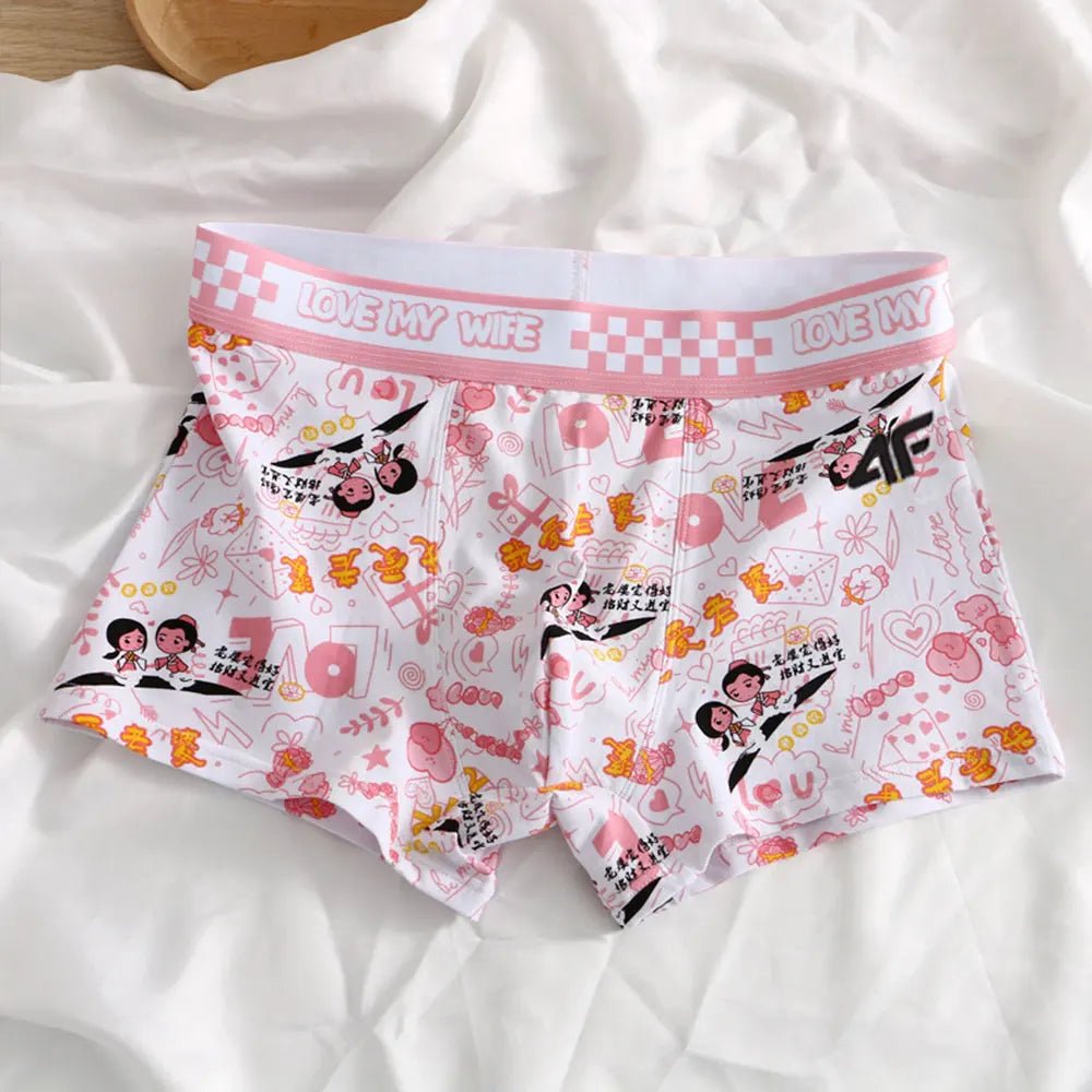 Fashion Brand Cotton Panties Printed Sports Boxer Breathable Summer Sexy Underwear Mid - Waist Boyshort Female Student Pants - WOWihte