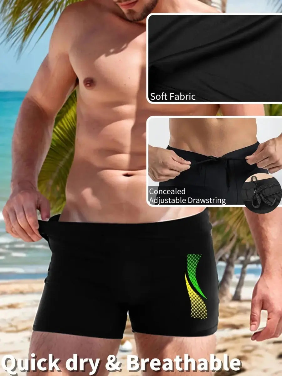 Fashion Print Boxer Swim Shorts - WOWihte