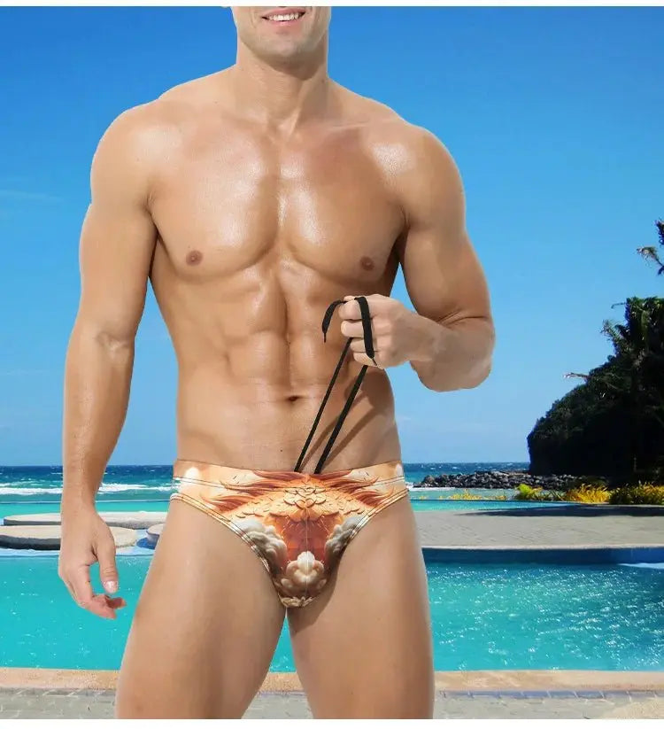 Fashion Printed Beach Briefs Men's Swimwear - WOWihte