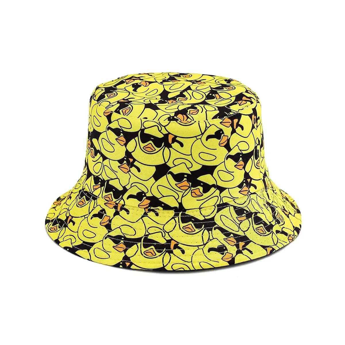 Fashionable Full - Print Duck Casual Bucket Hat, Cartoon Print Pattern Bucket Hat, Reversible Foldable Lightweight Flat - Top Hat, Unisex Casual Sun Hat, Suitable for Beach Vacations and Outdoor Leisure Activities - WOWihte