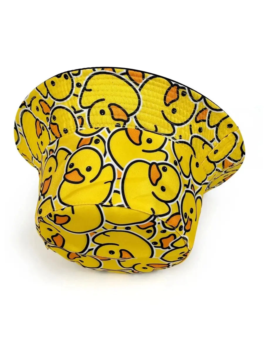 Fashionable Full - Print Duck Casual Bucket Hat, Cartoon Print Pattern Bucket Hat, Reversible Foldable Lightweight Flat - Top Hat, Unisex Casual Sun Hat, Suitable for Beach Vacations and Outdoor Leisure Activities - WOWihte