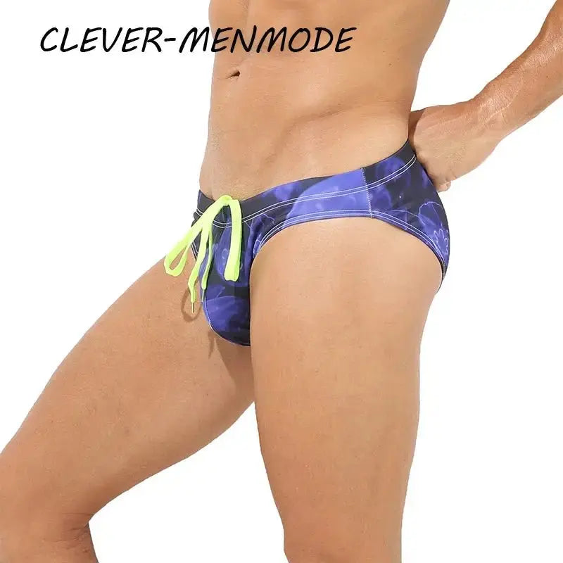 Floral Print Beach Swim Briefs - WOWihte