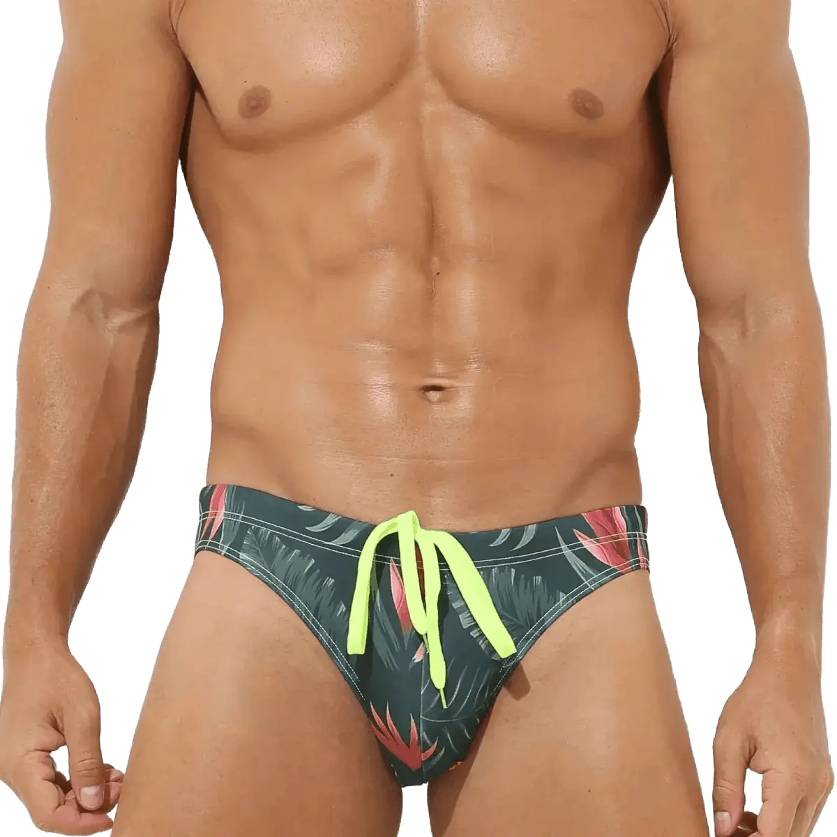 Floral Print Beach Swim Briefs - WOWihte