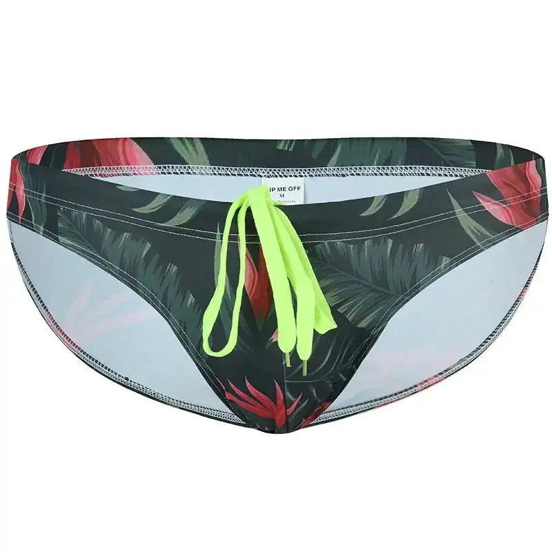 Floral Print Beach Swim Briefs - WOWihte