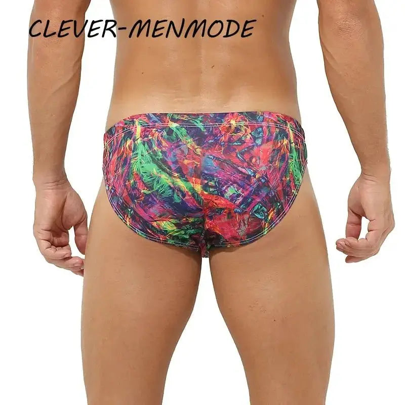 Floral Print Beach Swim Briefs - WOWihte
