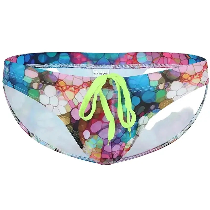Floral Print Beach Swim Briefs - WOWihte