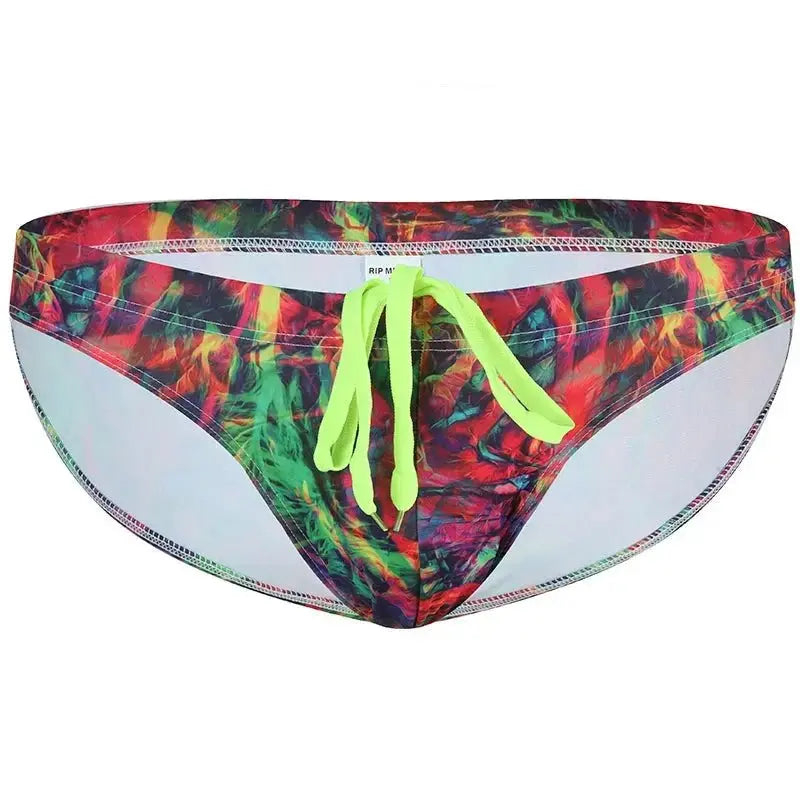 Floral Print Beach Swim Briefs - WOWihte