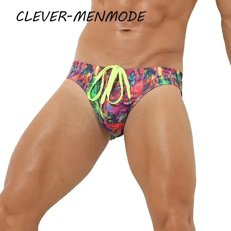 Floral Print Beach Swim Briefs - WOWihte