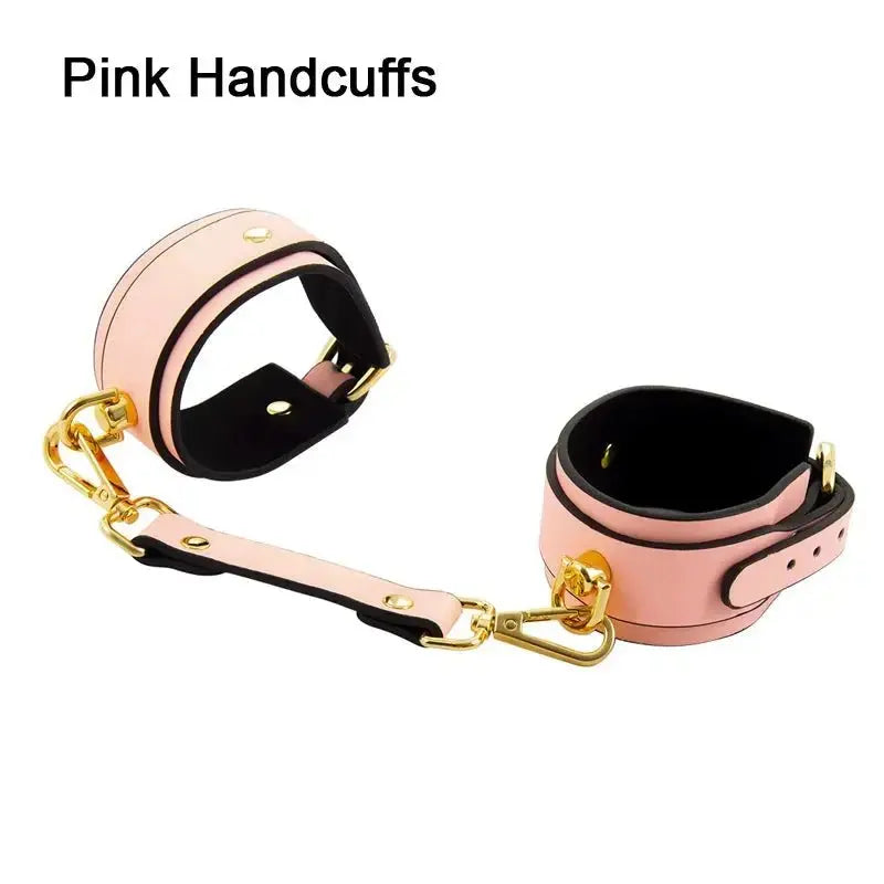 Fluorescence Leather Bdsm Handcuffs Ankle Cuff Hang Buckle Link Bondage Gear Sex Toy for Woman Slave Bdsm Restraints Adult Toys - WOWihte