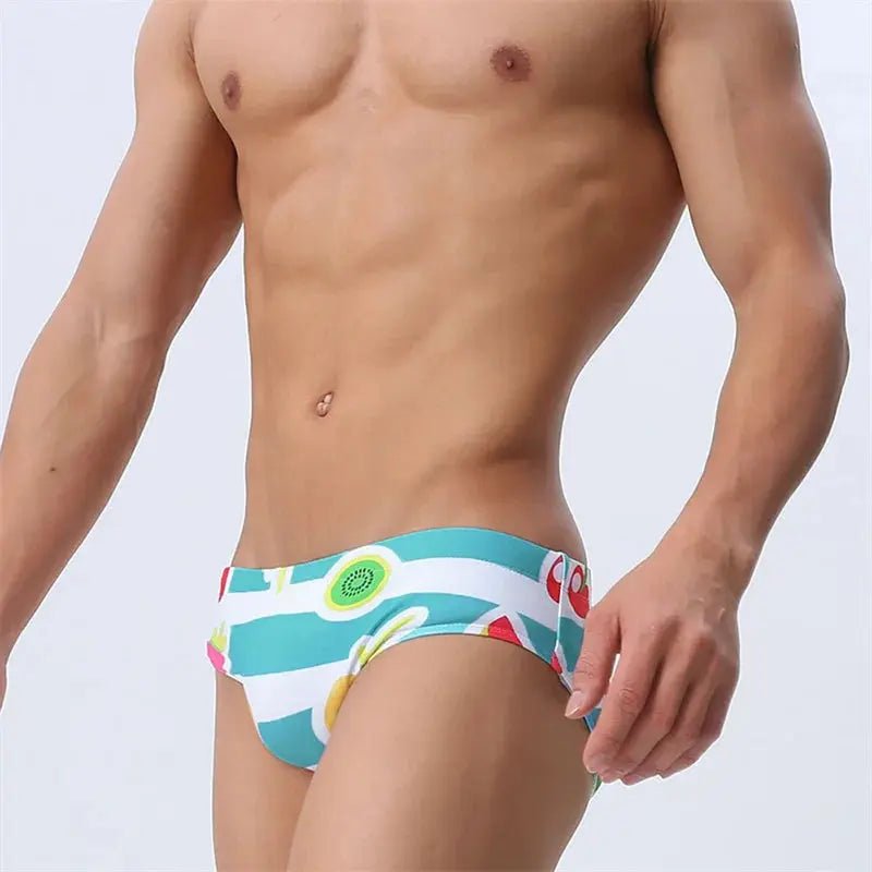 Fruit Print Bikini Swim Briefs - WOWihte
