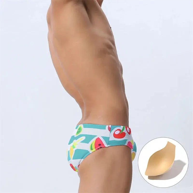 Fruit Print Bikini Swim Briefs - WOWihte