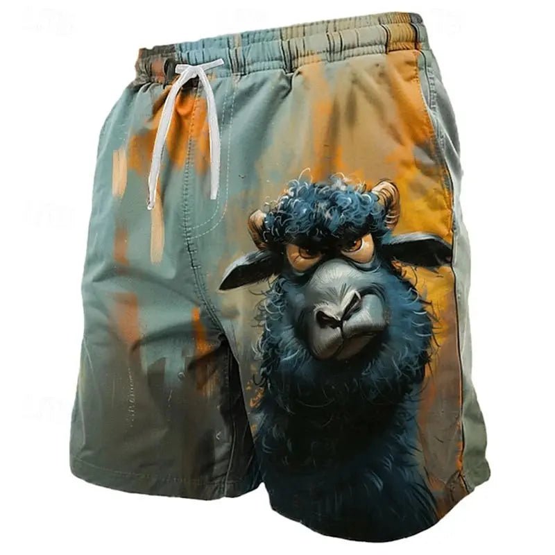 Funny Animal Print Beach Shorts - WOWihte