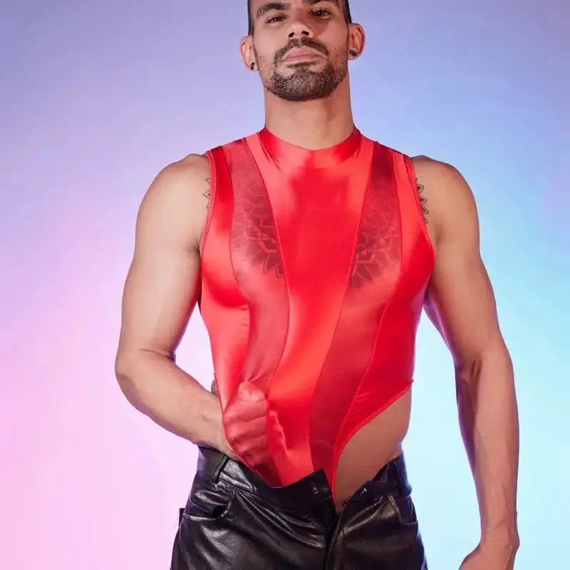 Glossy Deep V Elastic Bodysuit - WOWihte