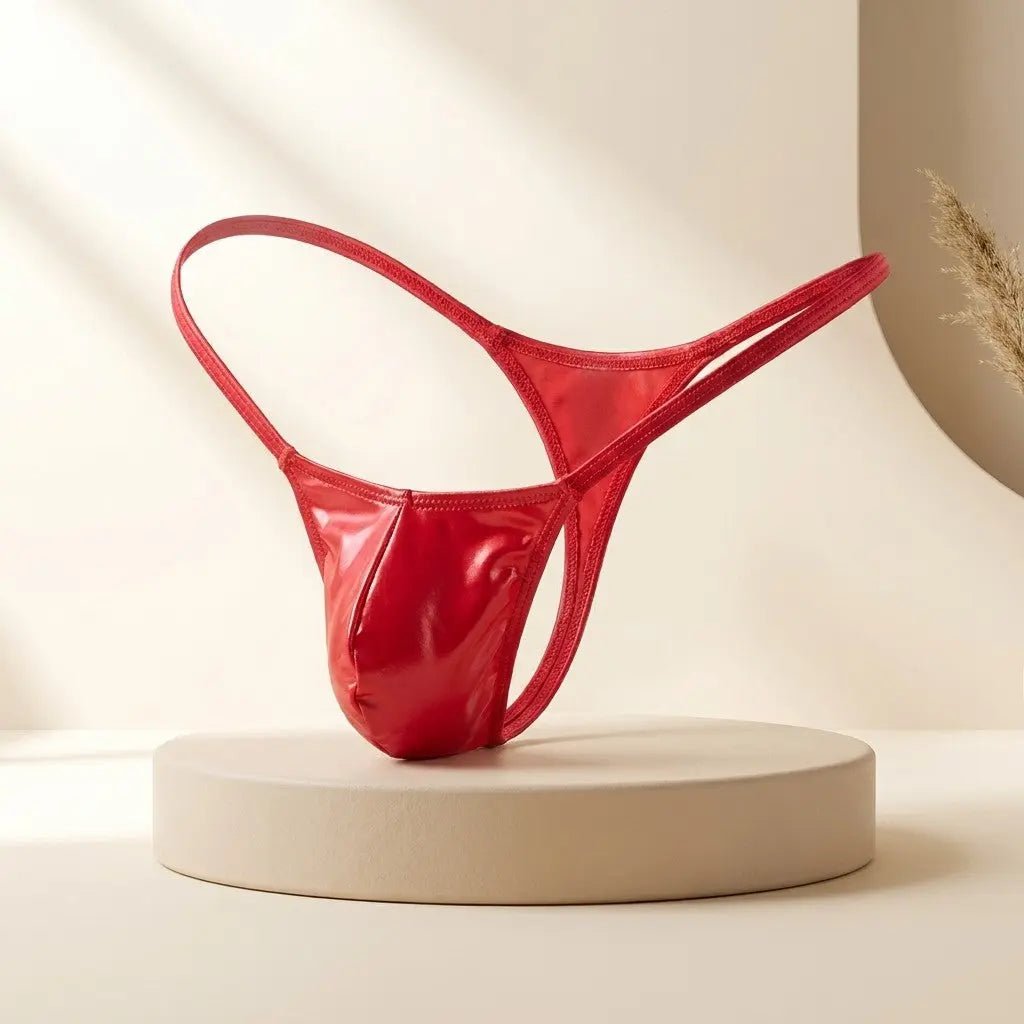 Glossy Low-Rise Men's G-String - WOWihte