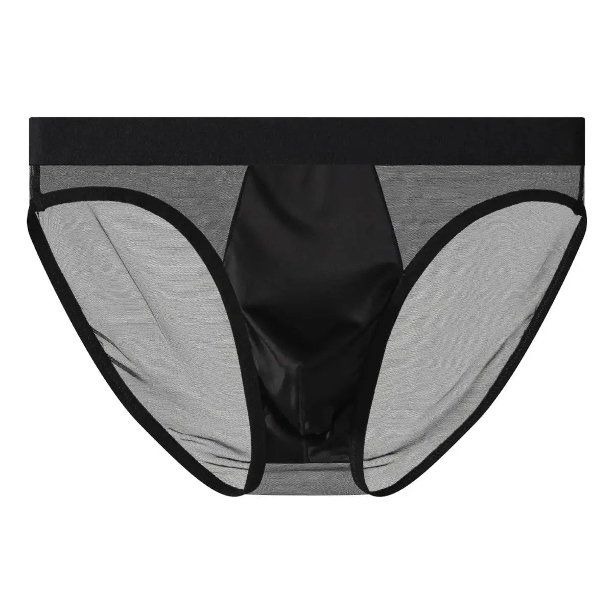 Glossy Satin Mesh Sheer Briefs - WOWihte