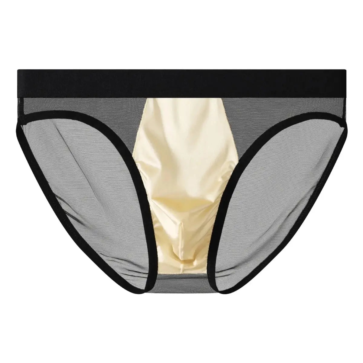 Glossy Satin Mesh Sheer Briefs - WOWihte