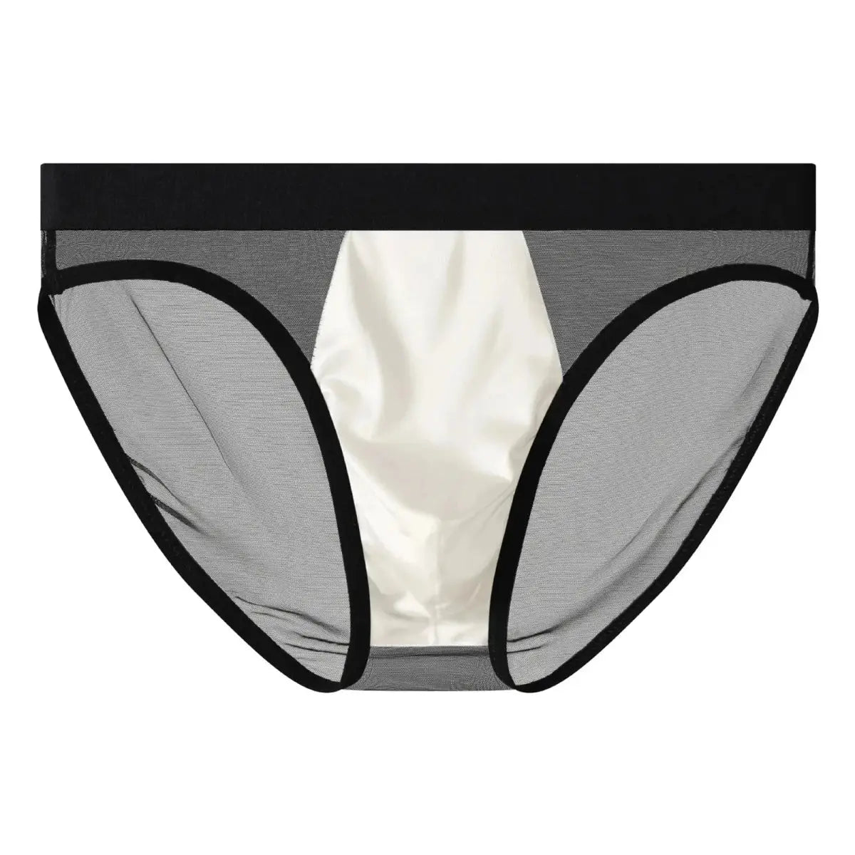 Glossy Satin Mesh Sheer Briefs - WOWihte