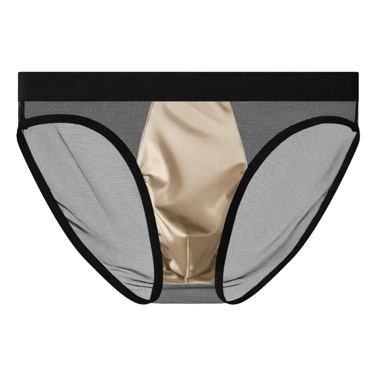 Glossy Satin Mesh Sheer Briefs - WOWihte