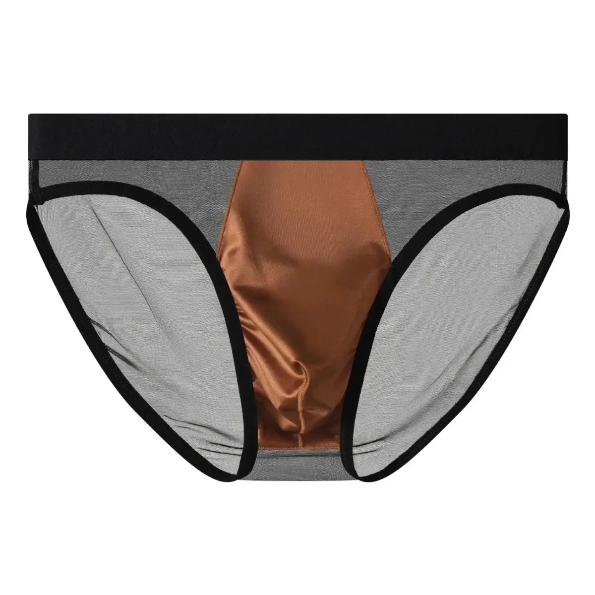 Glossy Satin Mesh Sheer Briefs - WOWihte