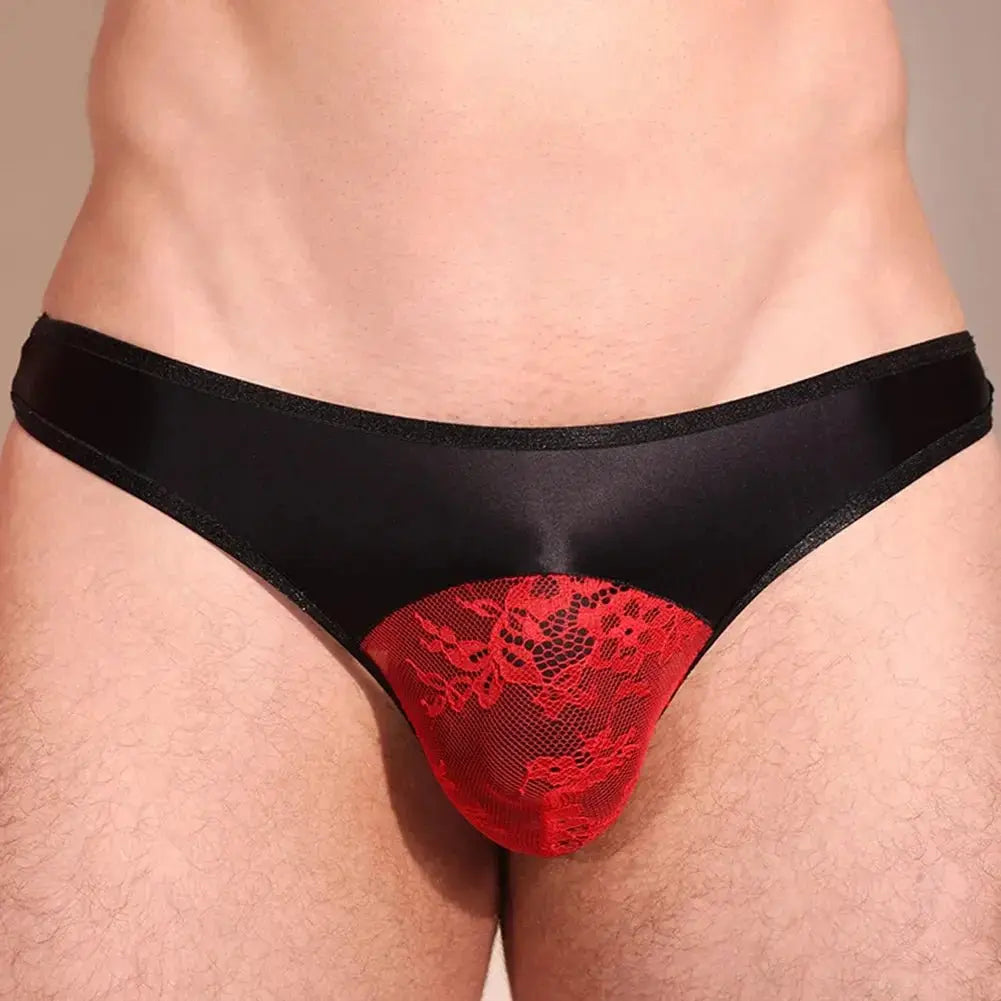 Glossy Sheer Lace Briefs Men - WOWihte