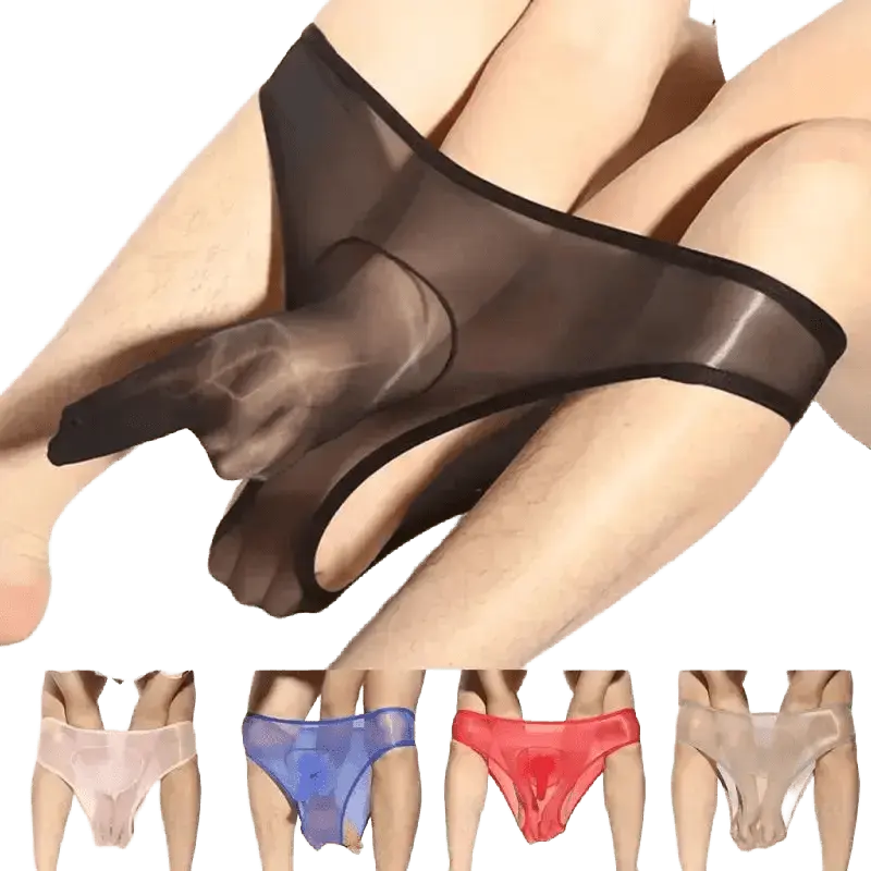 Glossy Sheer Silky Men's Briefs - WOWihte