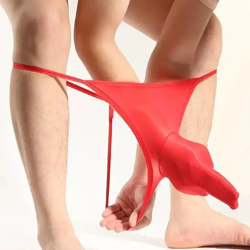 Glossy Sheer Silky Men's Briefs - WOWihte