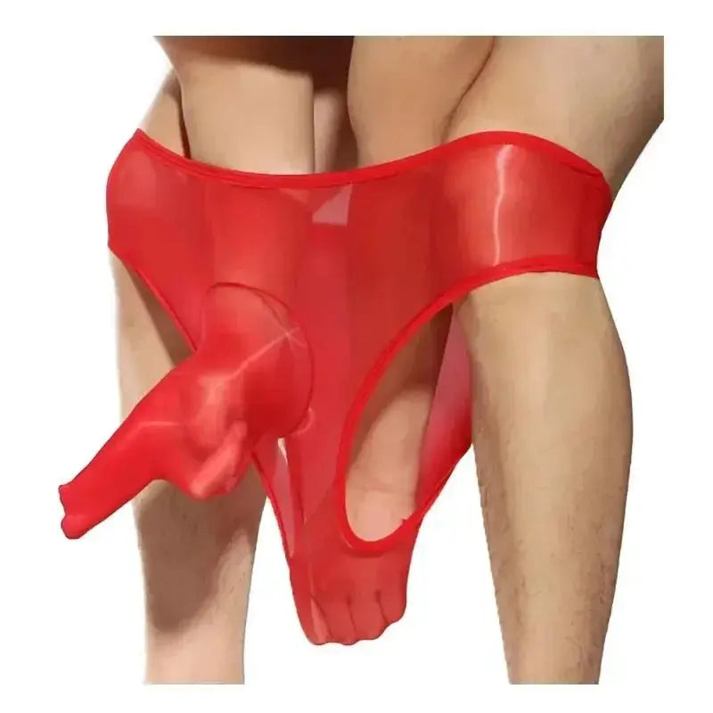 Glossy Sheer Silky Men's Briefs - WOWihte