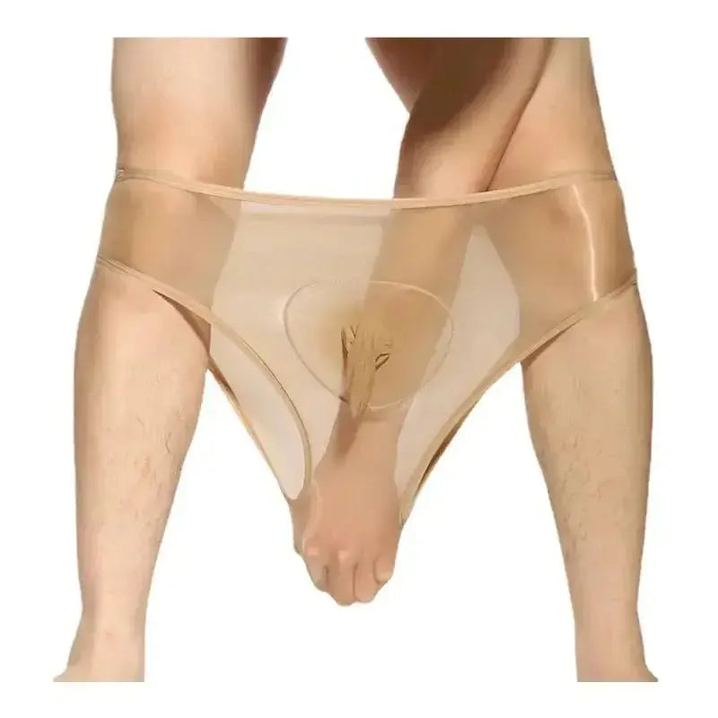 Glossy Sheer Silky Men's Briefs - WOWihte