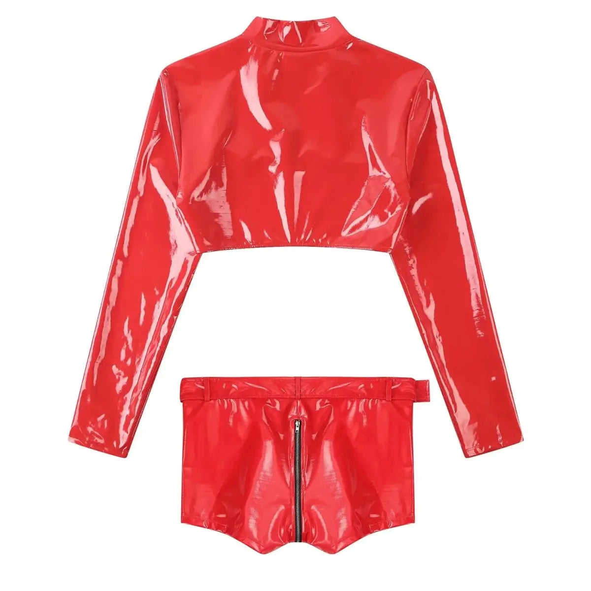 Glossy Wetlook Crop Outfit - WOWihte