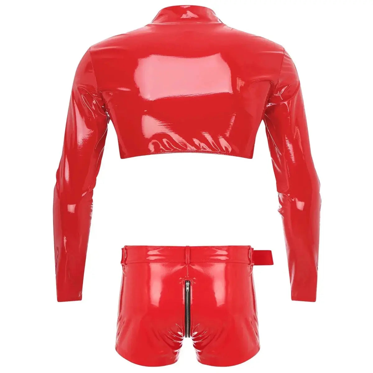 Glossy Wetlook Crop Outfit - WOWihte