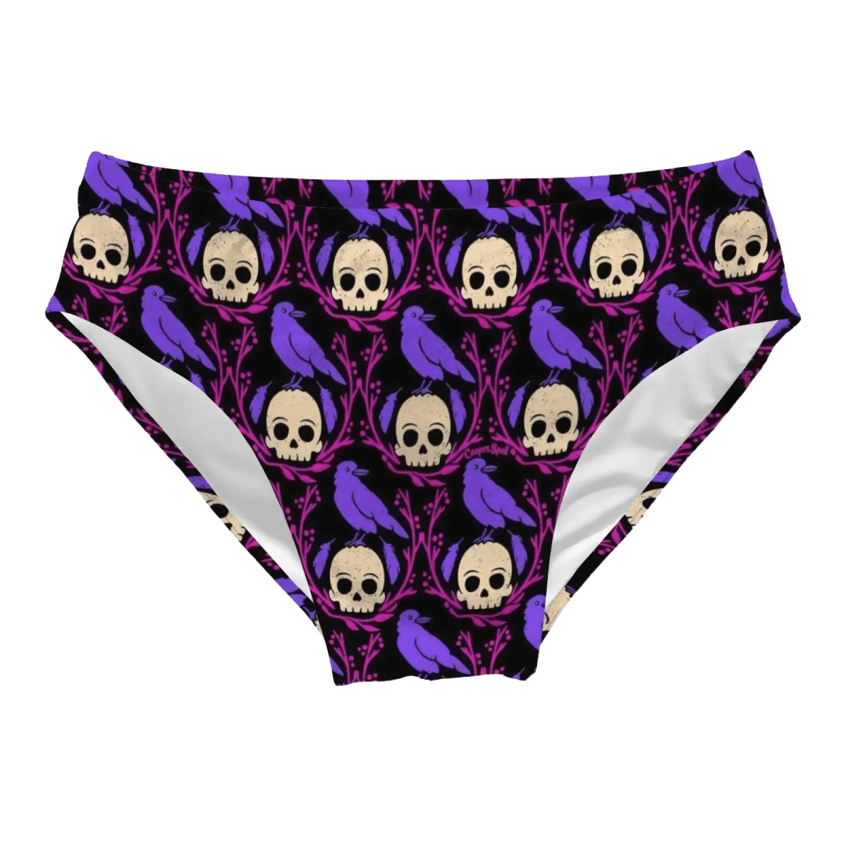 Gothic Raven Skull Swim Briefs - WOWihte