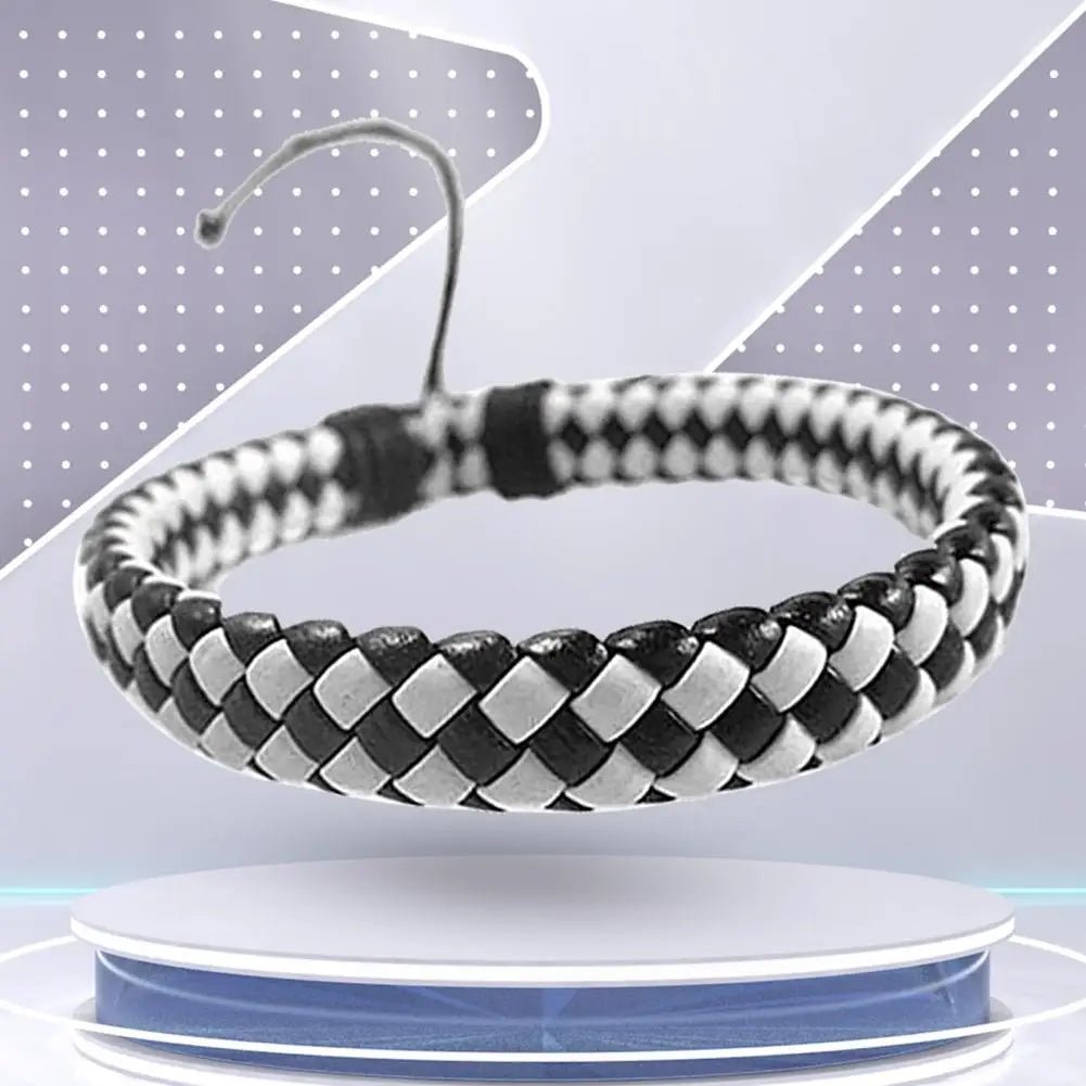 Handmade Braided Faux Leather Bracelet - WOWihte