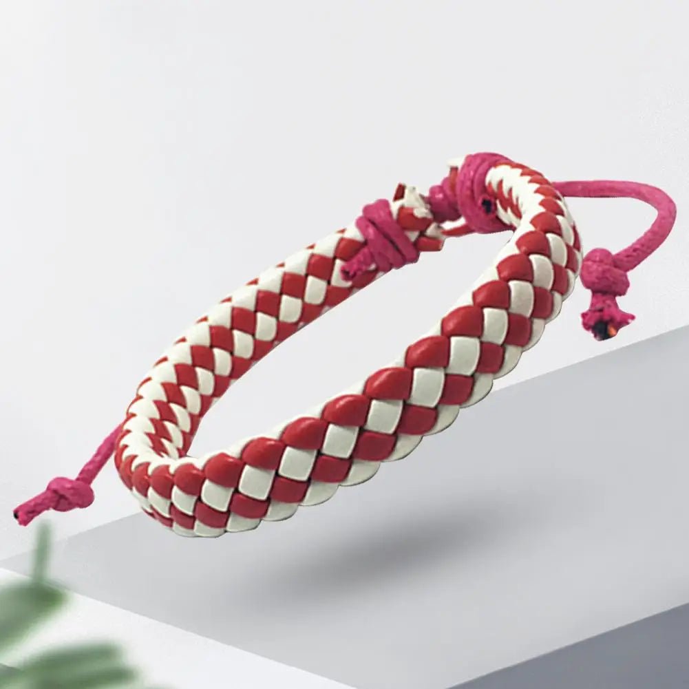 Handmade Braided Faux Leather Bracelet - WOWihte