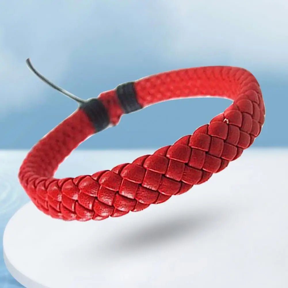 Handmade Braided Faux Leather Bracelet - WOWihte