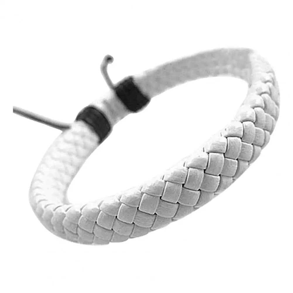 Handmade Braided Faux Leather Bracelet - WOWihte