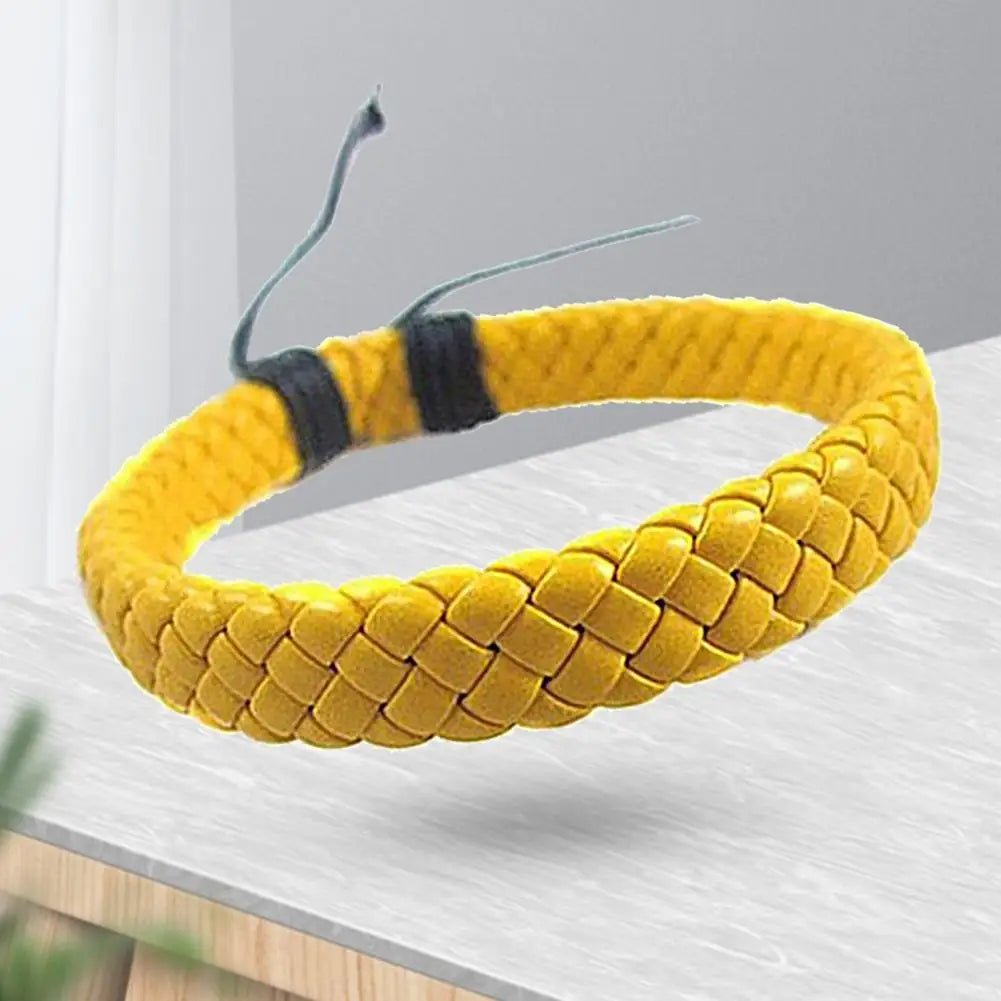 Handmade Braided Faux Leather Bracelet - WOWihte