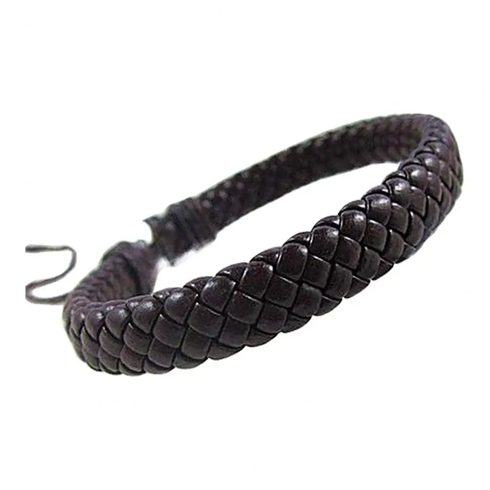Handmade Braided Faux Leather Bracelet - WOWihte